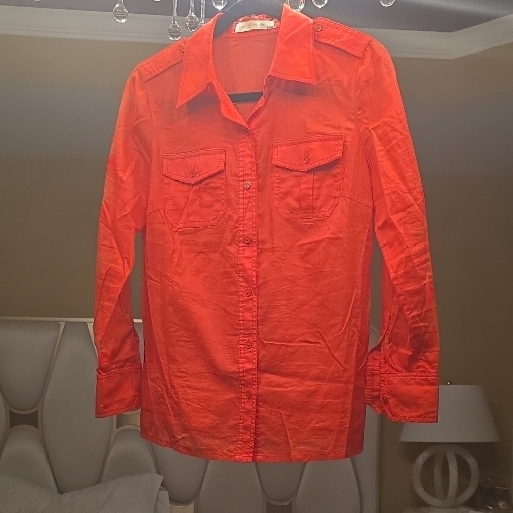 Tory Burch Orange Button Down Shirt